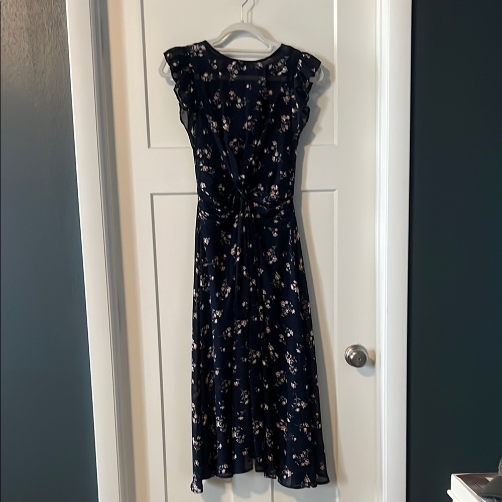 Altar'd State Blue Sheath Maxi Dress with Flutter Sleeves